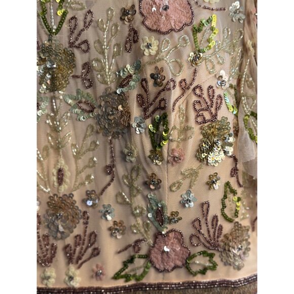 NWT Mac Duggal Floral Sequined Embellished High Neck Butterfly Sleeve Gown SZ 14 - Picture 8 of 14